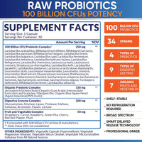Thumbnail for Wholesome Wellness Organic Raw Probiotics 100 Billion CFU, Dr Formulated for Women and Men, Complete Adult Supplement with Prebiotics and Digestive Enzymes; 30 Capsules, Shelf Stable