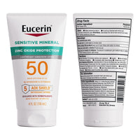 Thumbnail for Eucerin Sun Sensitive Mineral Sunscreen Lotion SPF 50 with Zinc Oxide Protection, Hypoallergenic Sunscreen for Sensitive Skin, Oxybenzone and Octinoxate Free, 4 Fl Oz Tube