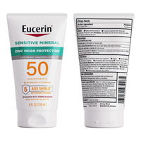 Thumbnail for Eucerin Sun Sensitive Mineral Sunscreen Lotion SPF 50 with Zinc Oxide Protection, Hypoallergenic Sunscreen for Sensitive Skin, Oxybenzone and Octinoxate Free, 4 Fl Oz Tube