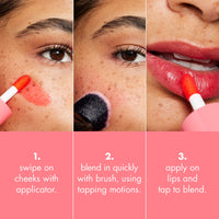 Thumbnail for e.l.f. Sheer For It Blush Tint, Multi-Use, Long-Lasting Lip & Cheek Makeup, Creates A Natural Flush Finish, Vegan & Cruelty-Free, Left On Red