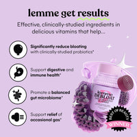 Thumbnail for Lemme Debloat - Digestive & Gut Health Gummies with 2 Clinically Studied Probiotics & Prebiotic, Vegetarian, Gluten Free, Non GMO, BlackBerry Flavor (60 Count) (Pack of 2)