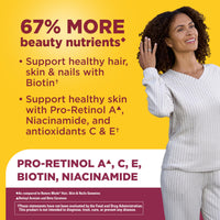 Thumbnail for Nature Made Advanced Hair Skin and Nails Gummies, Biotin, Pro Retinol A, Niacinamide, Vitamin C & Vitamin E, 80 Gummies, 40 Day Supply