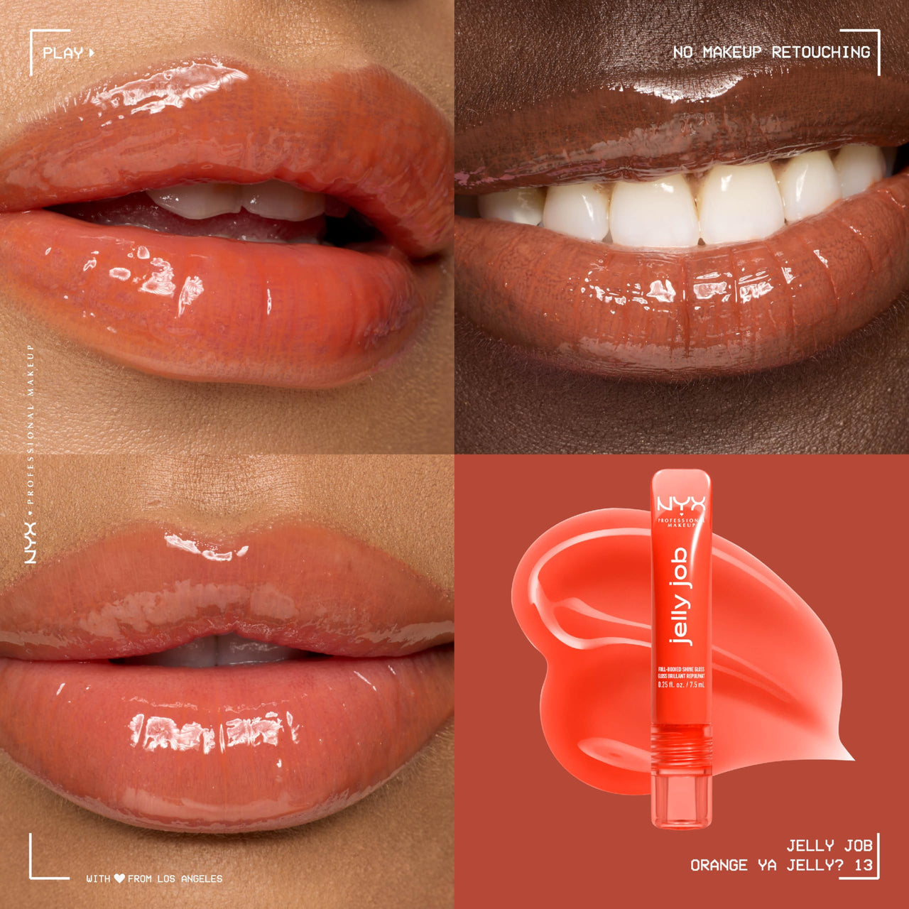 NYX PROFESSIONAL MAKEUP Jelly Job Lip Gloss, Lip Tint Gloss with Full-Bodied, Smoothing, and Hyper-Glossy Shine - Orange Ya Jelly? (Tangerine)