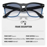 Thumbnail for Ray-Ban RB4487 STEVE Square Shaped Non-Polarized Sunglasses for Men & Women – Includes Official RAYBAN Eyewear Kit – Ideal Formal & Casual Wear Sunglasses – Blue Lens