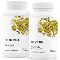 Thumbnail for THORNE - Bone Health Bundle - Vitamin D3 & Vitamin K - Supports Healthy Bones, Teeth Muscles, Cardiovascular, and Immune Function - 30 to 60 Servings