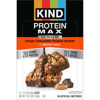 Thumbnail for KIND Protein MAX Crispy Chocolate Peanut Butter Snack Bars, 20g of Protein, Keto Friendly, 1g of Sugar Per Bar, Gluten Free, 12 Count Box