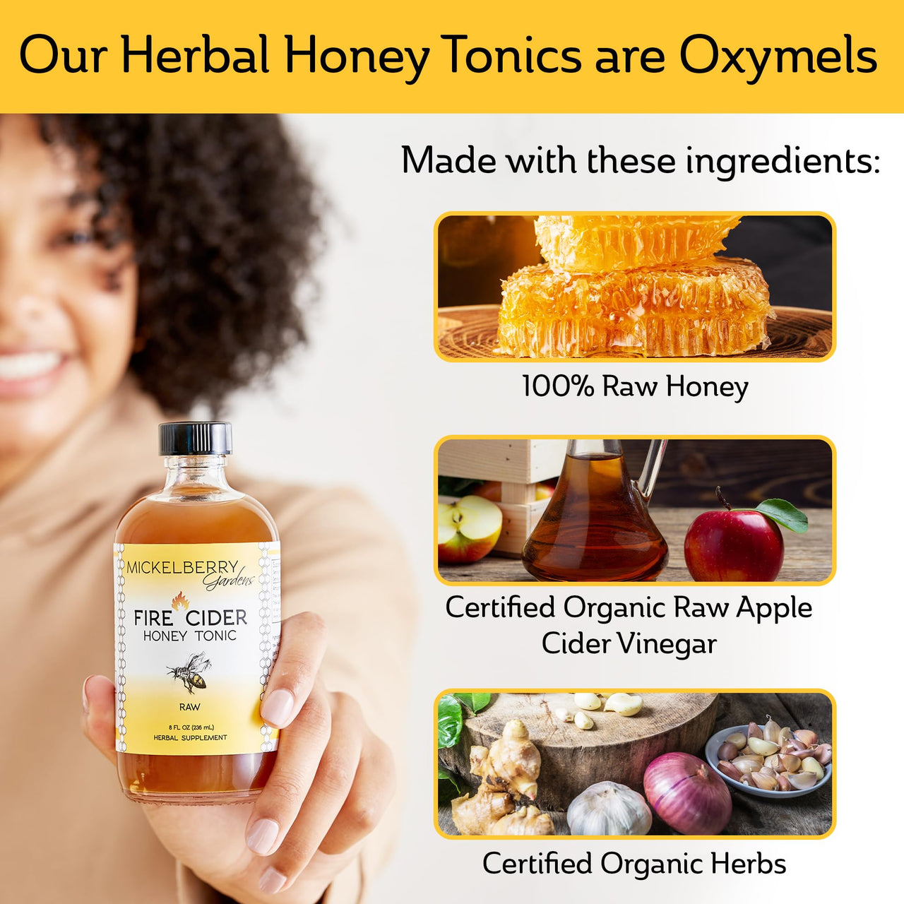 Fire Cider Apple Cider Vinegar Honey Tonic with Organic Turmeric Root, Ginger Root & Dandelion - Natural Digestion & Immune Support (8 Ounces)