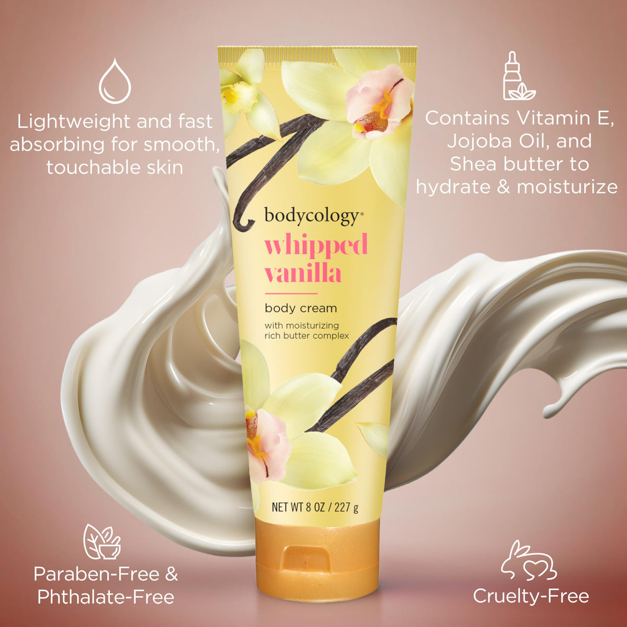 Bodycology Shea Butter Body Cream, Whipped Vanilla, 8 oz