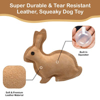 Thumbnail for SPOT Dura-Fused Leather Rabbit Dog Toy – Durable Real Leather & Jute Chew Toy with Squeaker, Double-Stitched for Moderate Chewers, Small & Medium Dogs, 7.5in