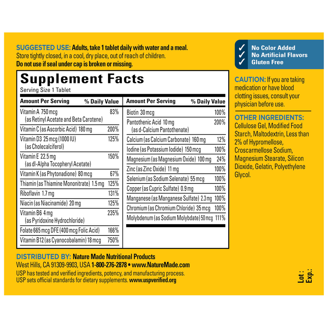 Nature Made Multivitamin for Him, Mens Multivitamins with No Iron, Daily Nutritional Support, Nature Made Multi Mens Vitamins & Minerals, 90 Tablets, 90 Day Supply