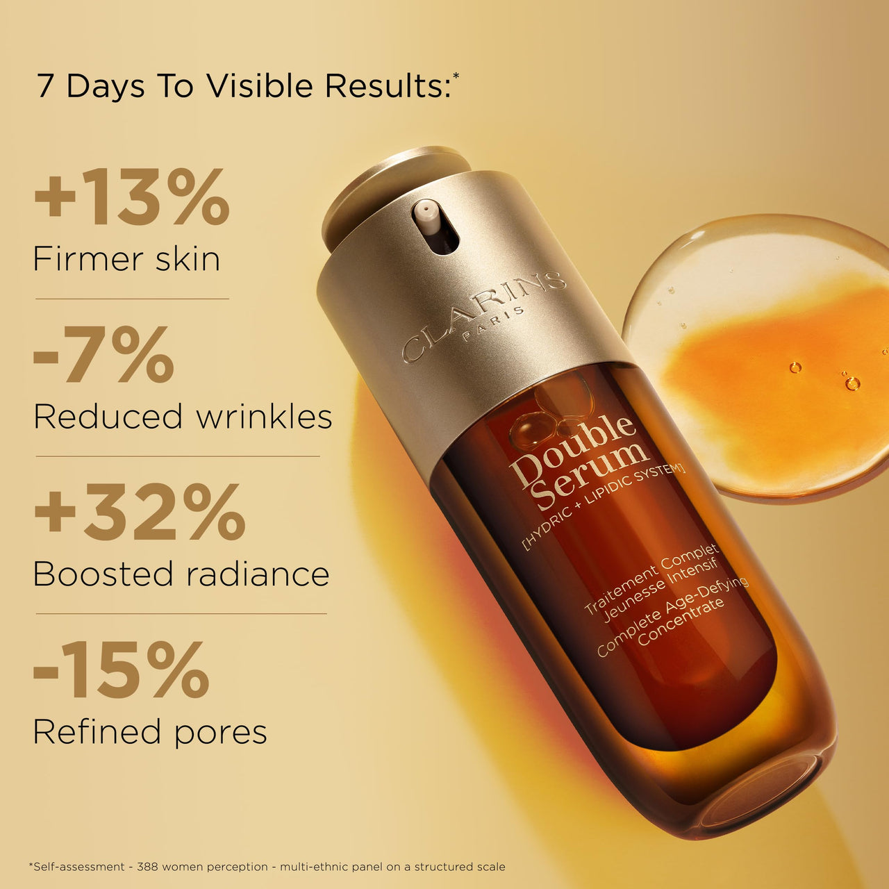 Clarins DOUBLE SERUM | Anti Aging Face Serum | Visibly Firms, Smoothes, Boosts Radiance, and Refines Pores | 24H Hydration | All Skin Types, 1 Fl Oz