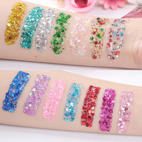 Thumbnail for AROIC 14 Colors Body Glitter, St Patricks Day Face & Hair Glitter Gel Set, Eye Shimmer for Women Glow in the Dark Rave Accessories Party Supplies, Face Paint Hair/Cheek/Eyelid Sparkle Makeup-18ml/Tube