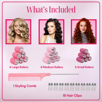 Thumbnail for Thermal Rollers for Hair - 37pc Set - 18 Self-Grip Hair Rollers with 18 Clips and Styling Comb - Aluminum Thermal Hair Rollers for Volume and All-Day Curls - For Short, Medium, and Long Hair (Large)