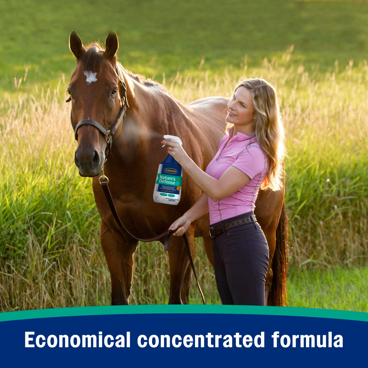 Farnam Nature’s Defense Concentrate, Water-Based Botanical Fly Repellent Spray for Horses, Ideal for Sensitive Skin, 32 oz