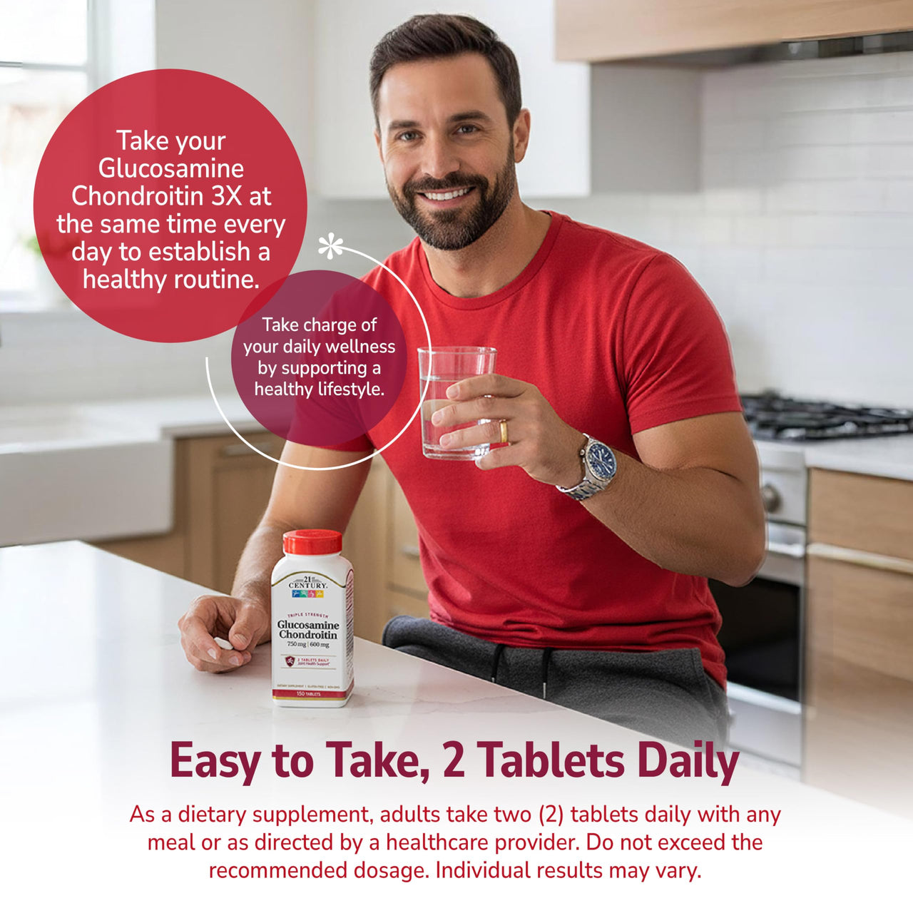 21st Century Glucosamine Chondroitin 750/600mg - Triple Strength, Tablets, 150 Count