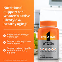 Thumbnail for One A Day Multivitamin for Women 50 and Over Tablets, Womens Multivitamin 50 plus with Vitamins D, C, E, Zinc & Biotin, Daily Vitamins for Woman 50+, 100 Ct (Packaging May Vary)