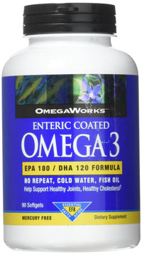 Thumbnail for OmegaWorks Super Omega 3, EPA / DHA Fatty Acids, Healthy Joints, Enteric Coated 90 softgels, 90 servings