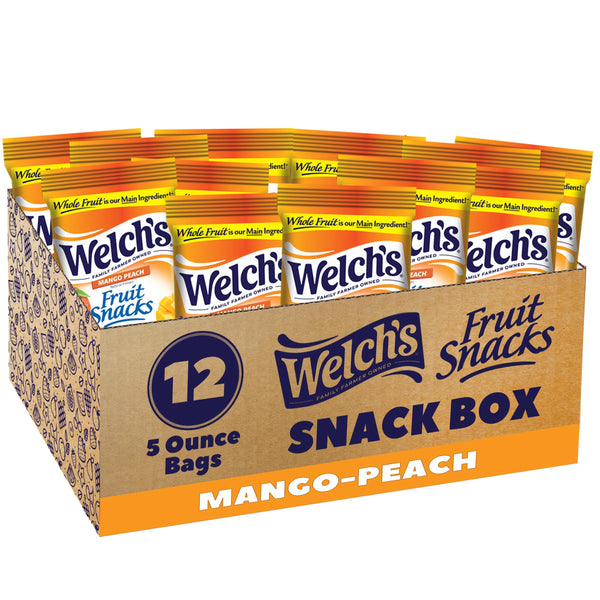 Welch's Fruit Snacks, Mango Peach Snack Box, Gluten Free, 5oz Snack Packs (Pack of 12)