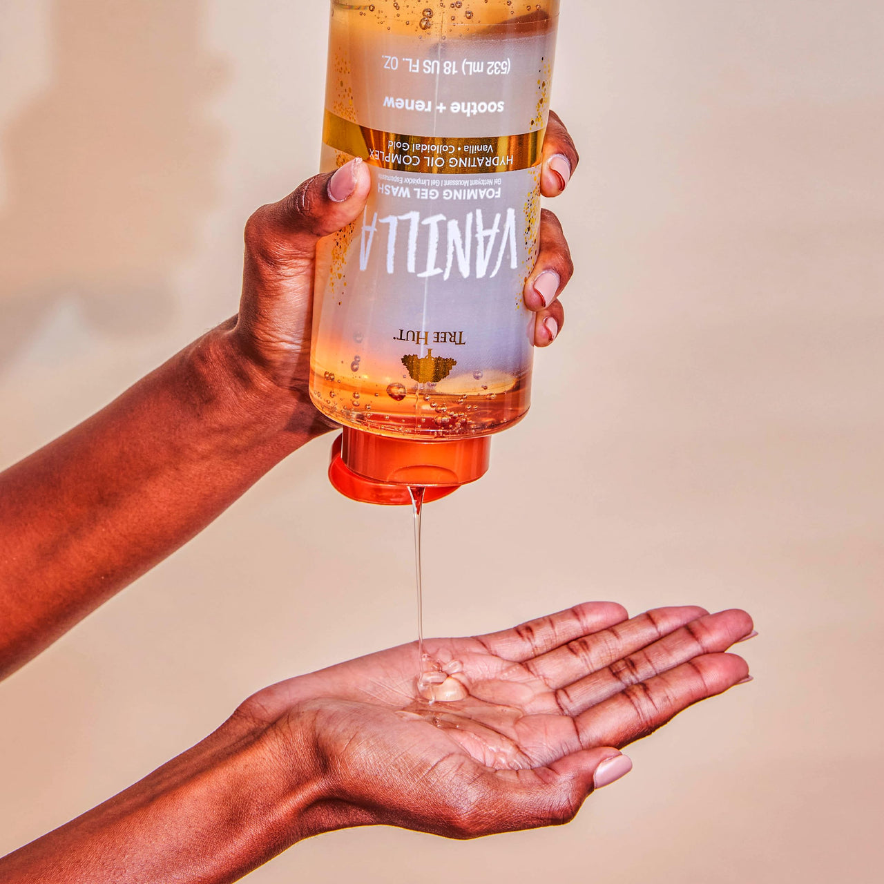 Tree Hut Vanilla Foaming Gel Wash, Hydrating & Moisturizing Body Wash with Shea Butter & Nourishing Essential Oils, Daily Cleanser for Soft Smooth Skin, 18 fl oz