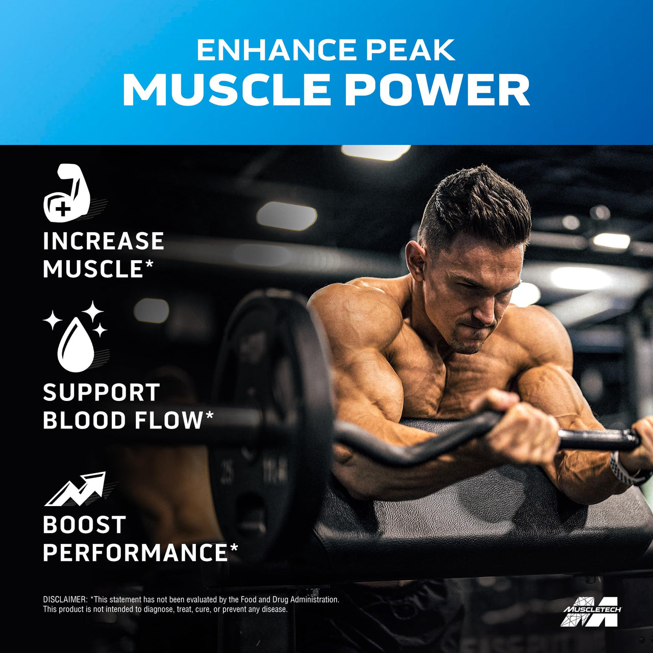 Muscletech Nitric Oxide Supplements for Men & Women, Muscle Builder (30 Capsules) - Nitric Oxide Booster Supplement Supports Muscle Gain & Performance - 400mg Peak ATP for Enhanced Strength