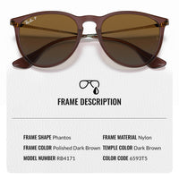 Thumbnail for Ray-Ban RB4171 ERIKA CLASSIC POLARIZED Phantos Shaped Sunglasses for Men & Women – Includes Official Rayban Eyewear Kit – Ideal Formal & Casual Wear Sunglasses – Brown Gradient Lens