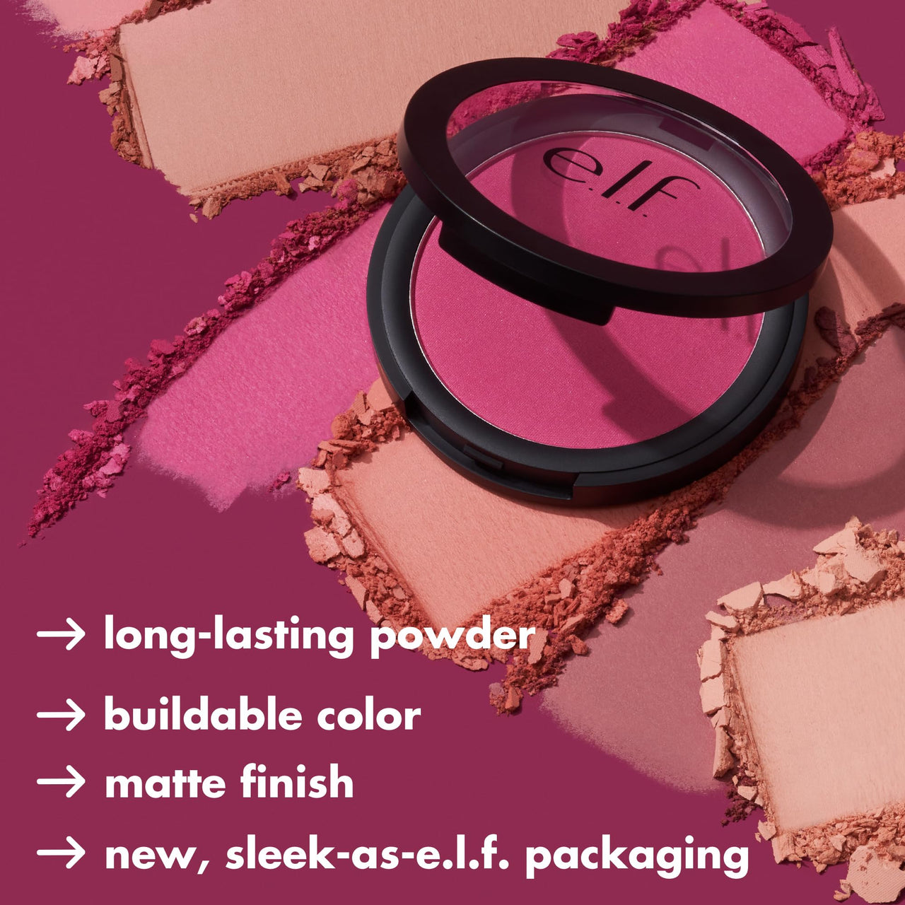 e.l.f. Primer-Infused Matte Blush, Long-Lasting, Lightweight & Buildable Powder Blush, Delivers A Matte Finish, Vegan & Cruelty-Free, Always Fresh
