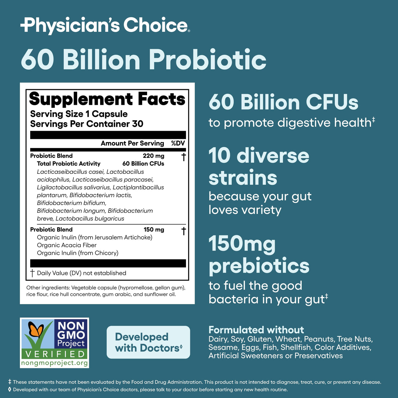 Physician's CHOICE - Optimal Gut Health Bundle: 60 Billion Probiotics + Digestive Enzymes for Digestive Comfort and Immune Support