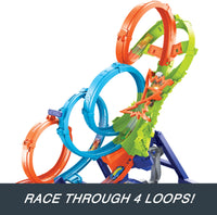 Thumbnail for Hot Wheels Track Set with 4 Loops, 3-Way Crash Zone & Motorized Booster, Folds for Storage, with 1:64 Scale Toy Car