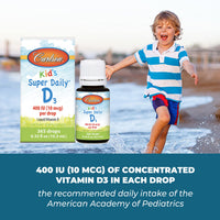 Thumbnail for Carlson - Kid's Super Daily D3, Vitamin D Drops for Kids, 400 IU per drop, 1-Year Supply, Heart & Immune Health, Vegetarian, Liquid Vitamin D Drops, Unflavored, 365 drops