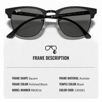 Thumbnail for Ray-Ban RB3016 Clubmaster Classic Marble Square Shape Sunglasses With Eyewear Kit Bundle - High Bridge Fit - Ideal Formal and Casual Wear Square Sunglasses