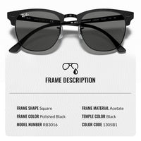 Thumbnail for Ray-Ban RB3016 CLUBMASTER MARBLE Square Shaped Non-Polarized Sunglasses for Men & Women – Includes Official RAYBAN Eyewear Kit – Ideal Formal & Casual Wear Sunglasses – Dark Grey Lens