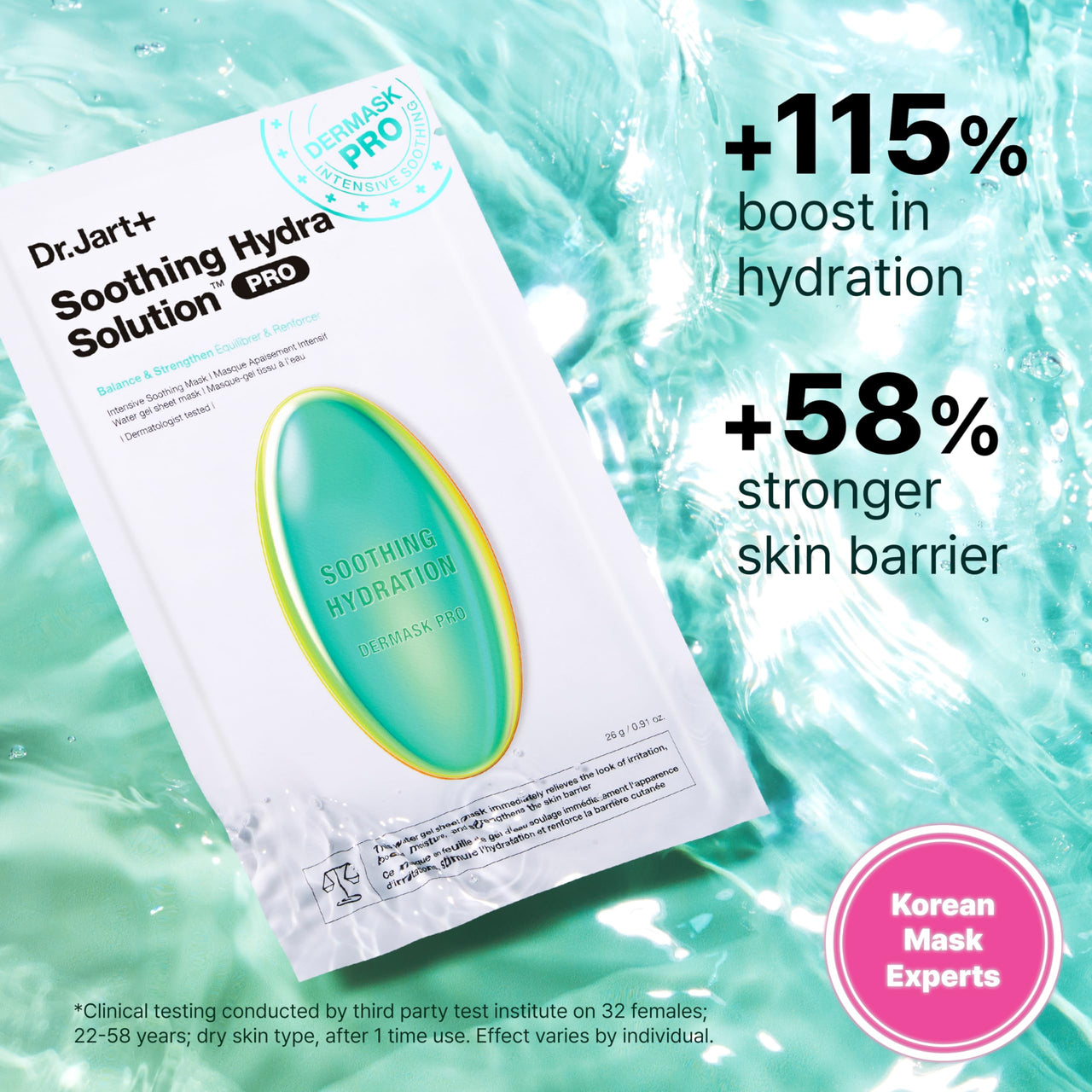 Dr.Jart+ Dermask Soothing Hydra Solution Korean Face Mask for Visibly Irritated Skin | Sheet Mask | Korean Skin Care | Travel Size, 1 Pack