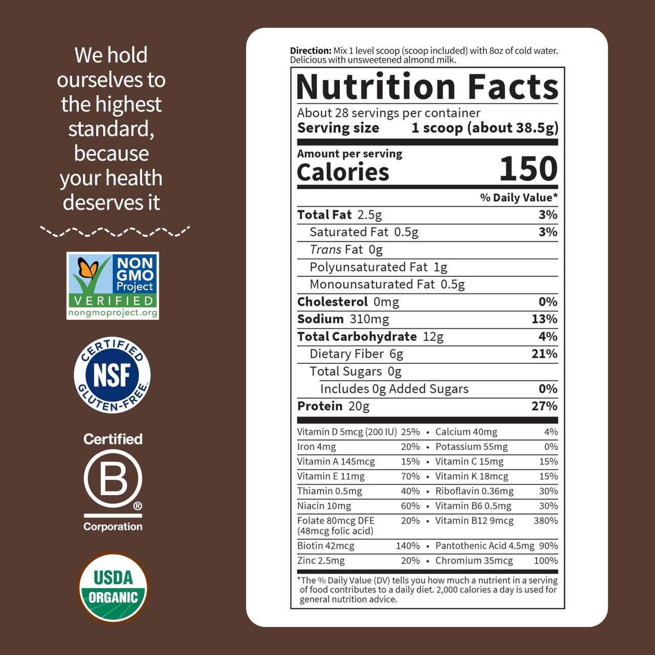 Garden of Life Meal Replacement Shakes, Raw Organic, Chocolate Protein Powder with Plant Based Pea Protein, Sprouts, Greens, Probiotics, Dairy Free 28 Servings