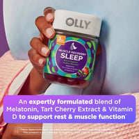Thumbnail for OLLY Muscle Recovery Sleep Gummies, Sleep and Sore Muscle Support, 3mg Melatonin, Tart Cherry, Vitamin D, Berry Flavor - 40 Count