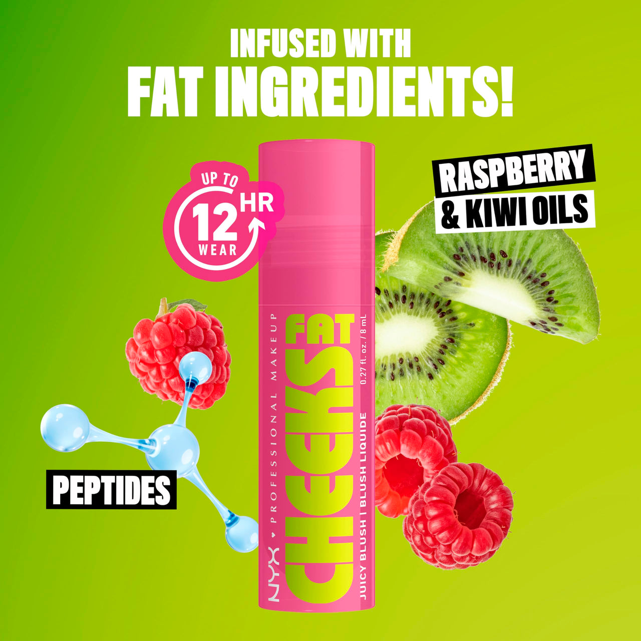 NYX PROFESSIONAL MAKEUP Fat Cheeks Liquid Blush, Buildable, Dewy Blush with Long-Lasting 12HR Wear - Plum Pop (Soft Mauve)