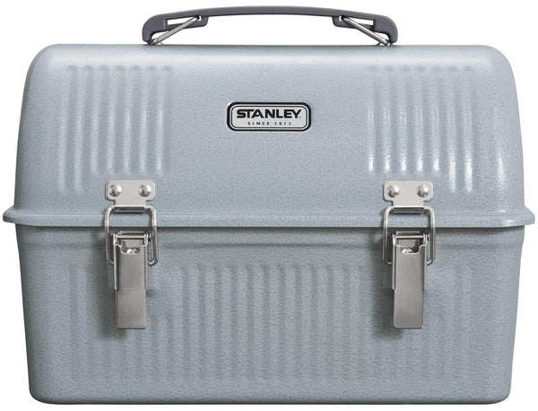 STANLEY Classic Lunch Box 10 qt | Vintage Metal Lunchbox | Durable Meal Container with Handle and Latch | Stores Food, Drinks, Thermos, Water Bottle | Hammertone Silver