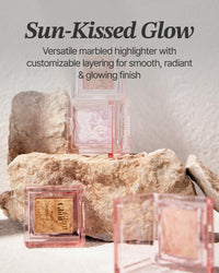 Thumbnail for Glint Marble Highlighter (Sunset Bronze, 0.08oz) - Korean Makeup. Inspired Baked for Smooth, Radiant Glow, Long-Lasting Wear. Enriched with Micro Pearl Particles