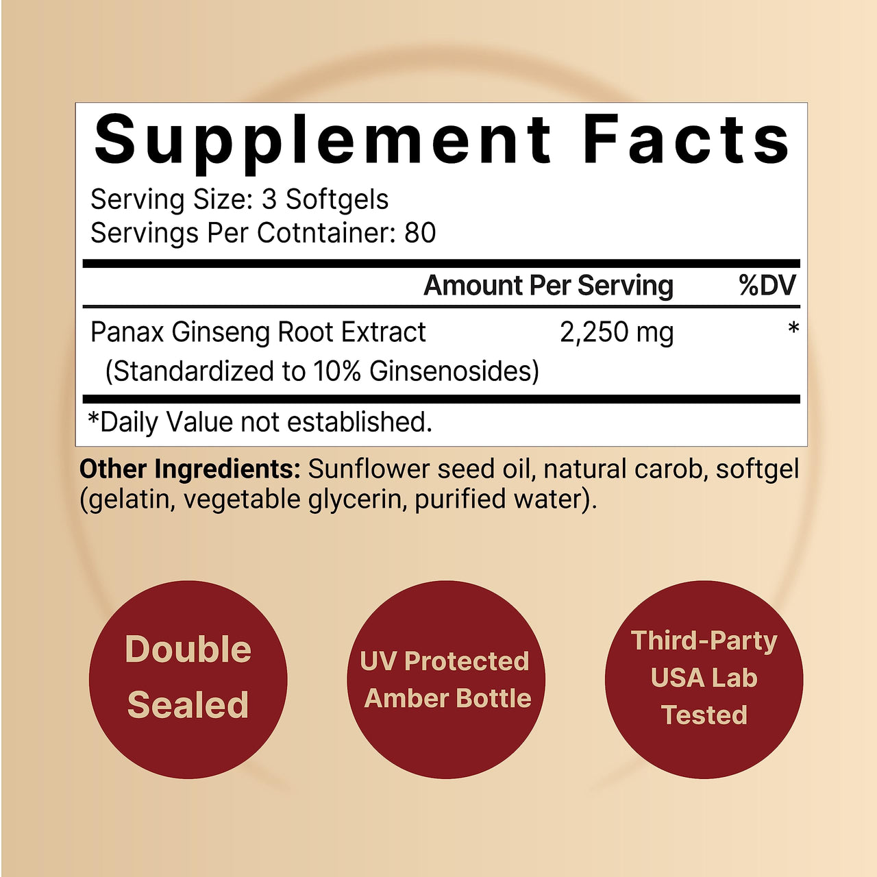 NatureBell Korean Red Ginseng 2,250mg Per Serving, 240 Softgels | Panax Ginseng Root, Standardized to 10% Ginsenosides, Non-GMO, Support Energy, Male Performance, & Immune System
