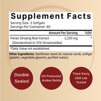 Thumbnail for NatureBell Korean Red Ginseng 2,250mg Per Serving, 240 Softgels | Panax Ginseng Root, Standardized to 10% Ginsenosides, Non-GMO, Support Energy, Male Performance, & Immune System