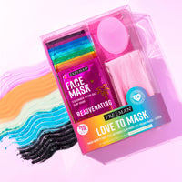 Thumbnail for Freeman Facial Love To Mask Variety Pack: Oil Absorbing Clay, Detoxifying Charcoal, Clearing Peel Off, Hydrating Gel Cream, Exfoliating Scrub (14 Piece Kit with Bonus Buffer and Headband)