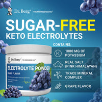 Thumbnail for Dr. Berg Zero Sugar Hydration Keto Electrolyte Powder - Enhanced w/ 1000 mg of Potassium & Real Pink Himalayan Salt (NOT Table Salt) - Grape Flavor Hydration Drink Mix Supplement - 50 Servings