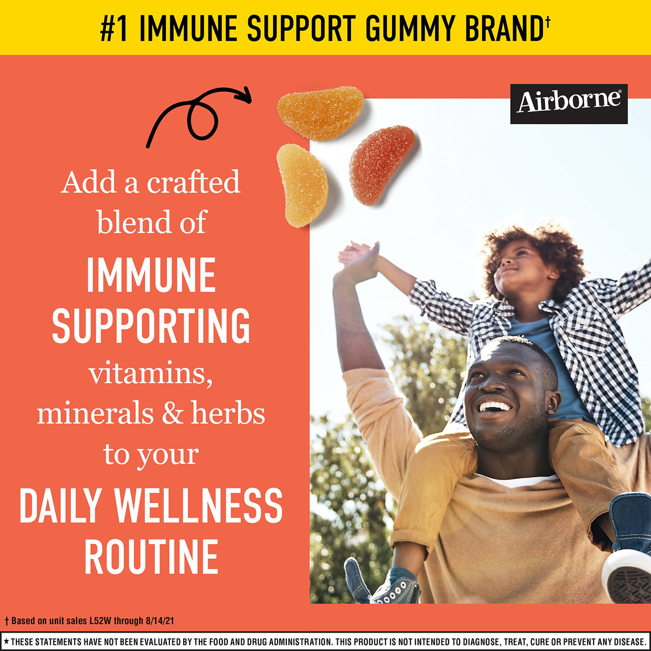 Airborne Vitamin C 750mg (per Serving) Zesty Orange Flavored Gummies (42 Count in a Bottle), Gluten-Free Immune Support Supplement with Vitamins A C E, Selenium, Echinacea, Ginger, Antioxidant