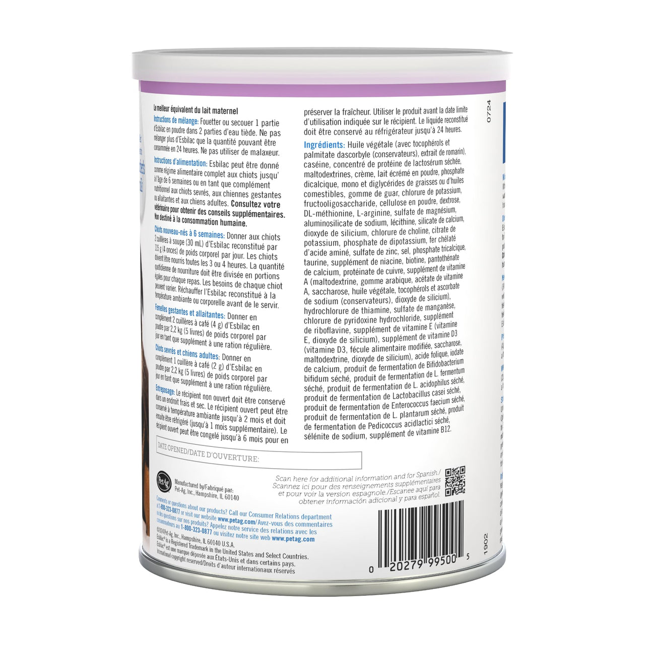 Pet-Ag Esbilac Puppy Milk Replacer Powder - 12 oz - Powdered Puppy Formula with Prebiotics, Probiotics & Vitamins for Puppies Newborn to Six Weeks Old - Easy to Digest