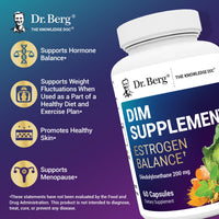 Thumbnail for Dr. Berg DIM Supplement Estrogen Balance - Original Estrogen Supplement for Women with Diindolylmethane for Menstrual Symptoms & Menopause Relief & Black Pepper for Enhanced Absorption - 60 Capsules