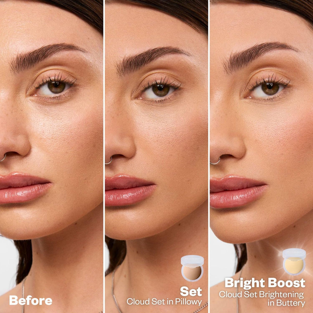 Kosas Cloud Set Pressed Setting Powder – Translucent Shine Control Face Powder, Soft Matte Finish, Cushiony (Sheer Golden Medium)