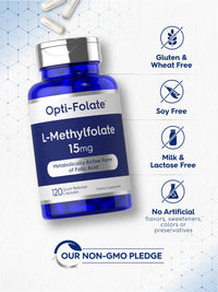 Thumbnail for Carlyle L Methylfolate 15mg | 120 Capsules | Value Size | Max Potency | Optimized and Activated | Non-GMO, Gluten Free Supplement | Methyl Folate, 5-MTHF | by Opti-Folate
