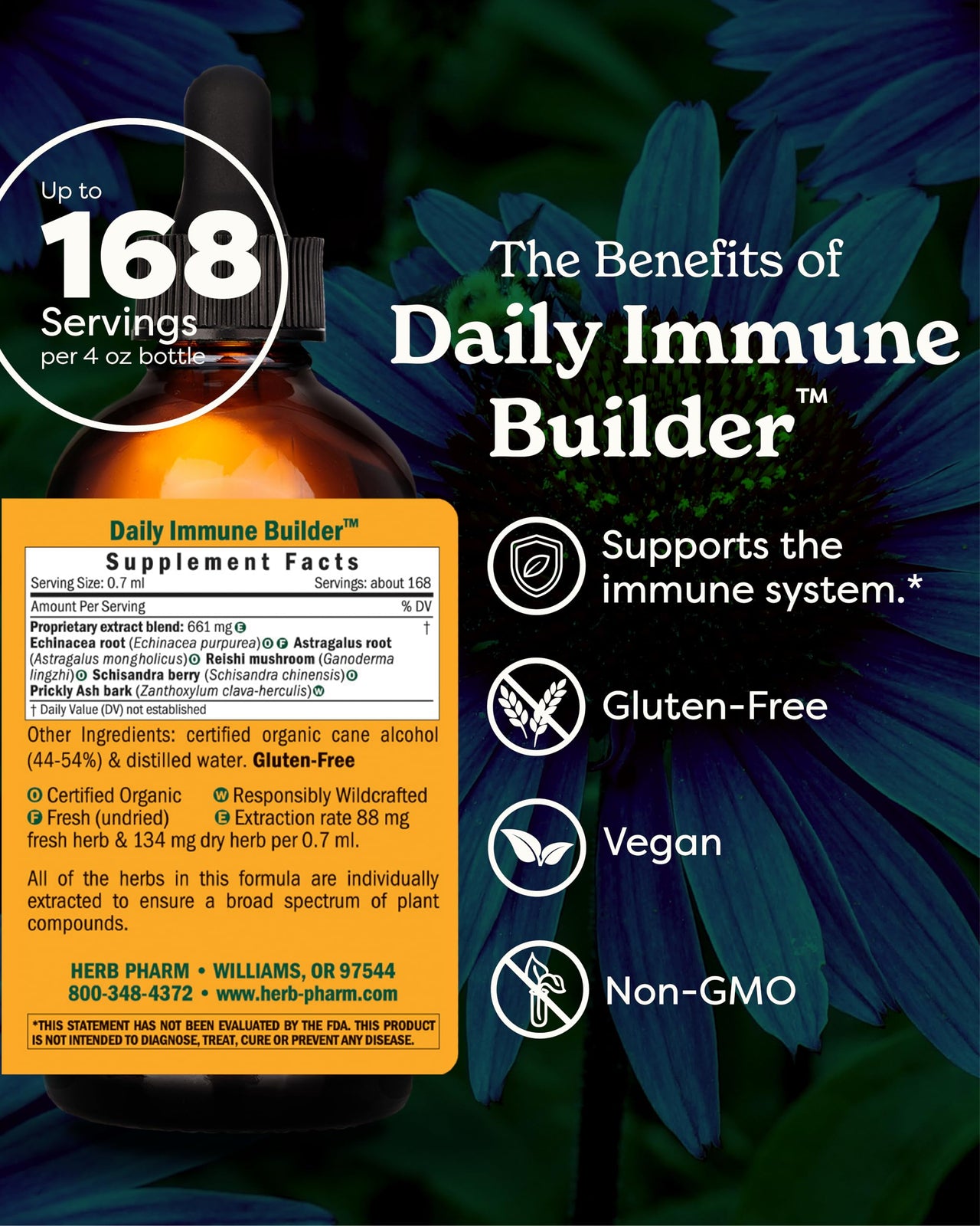 Herb Pharm Daily Immune Builder Herbal Immune System Defense - 4 Ounce