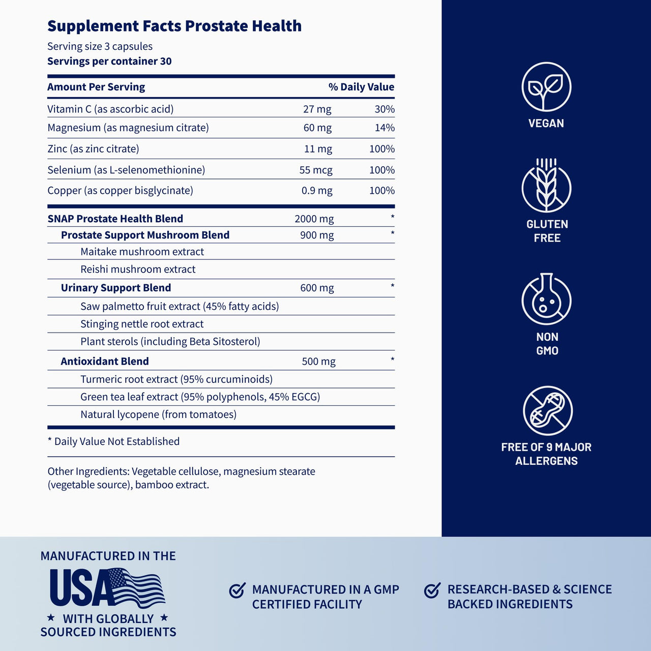 Snap Supplements Prostate Health Supplement with Nettle Root & Saw Palmetto for Men, DHT Blocker - Helps Support Male Urinary Tract and Prostate for Mens Health, 90 Vegetarian Capsules (30-Day Supply)
