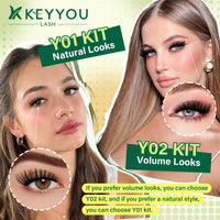 Thumbnail for KEYYOU Lash Clusters Kit 144pcs Thick Volume D Curl Lash Clusters Lash Extension Kit with Mascara Brush Bond and Seal Lash Glue Remover Lash Applicators Lash Brush for DIY Lash Extensions (Y02 Kit)