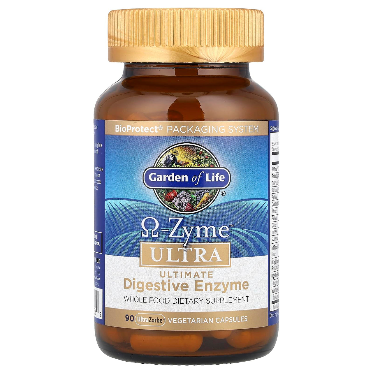 Garden of Life 21 Powerful Digestive Enzymes with Papain, Bromelain, Lipase, Plus Ginger and Turmeric - Omega-Zyme Ultra, Enzymes for Digestion Dietary Supplement, Vegetarian, 90 Capsules